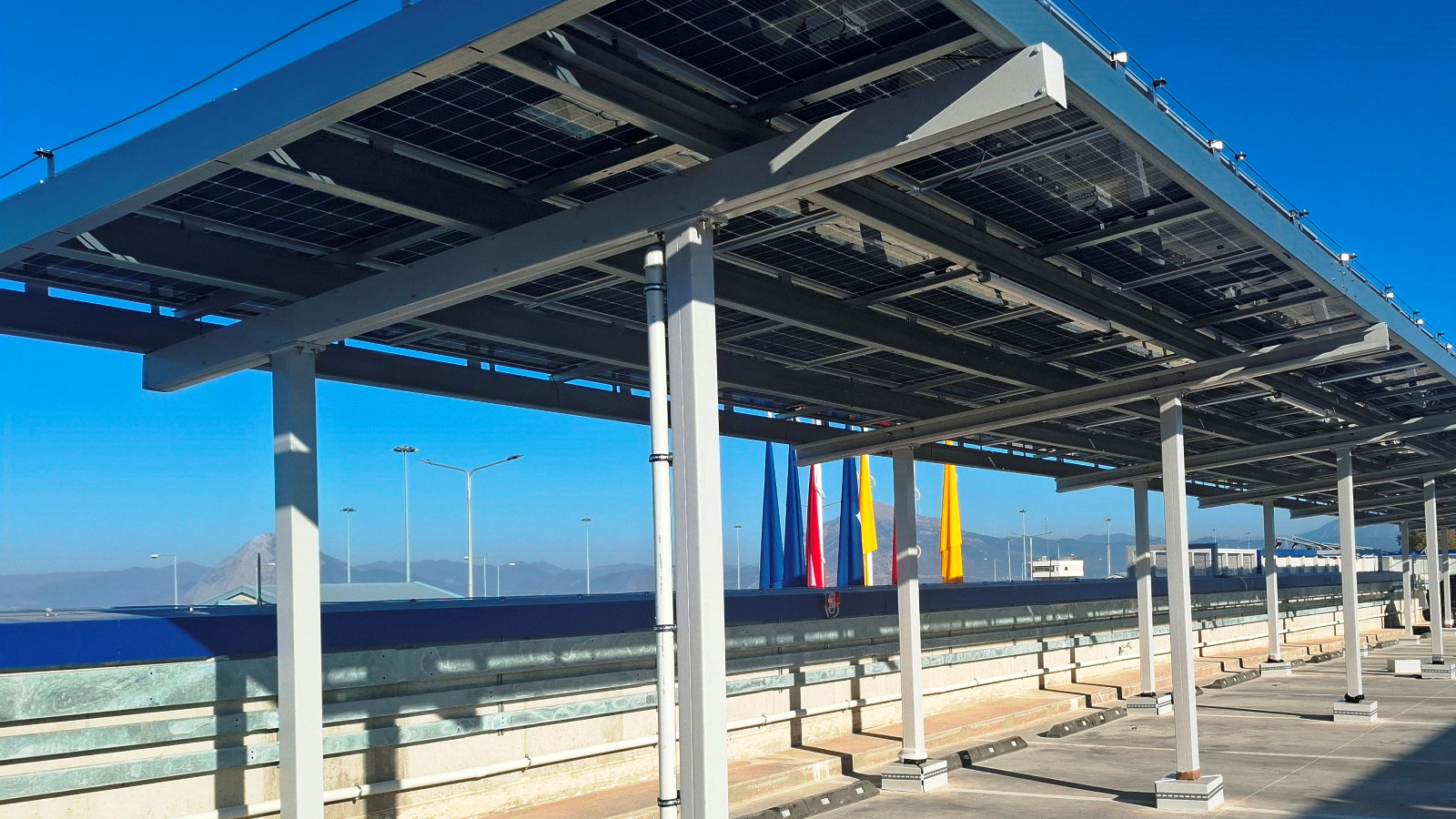 Απλό μονόριχτο σύστημα στήριξης ΦΒ σταθμού οχημάτων Μεταλουμίν